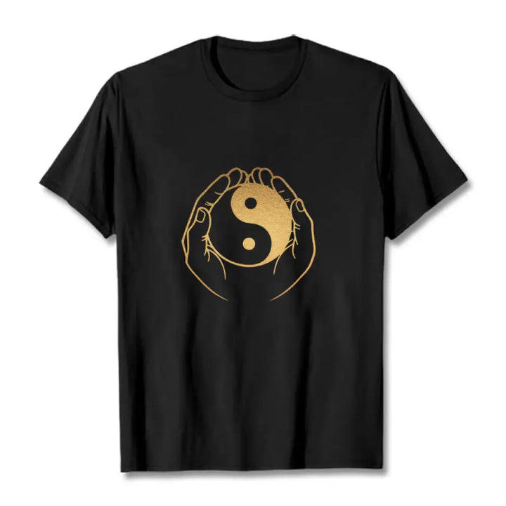 BWOOOH printed yoga pants - Hands Holding A Golden Yin Yang Tee T-sh
