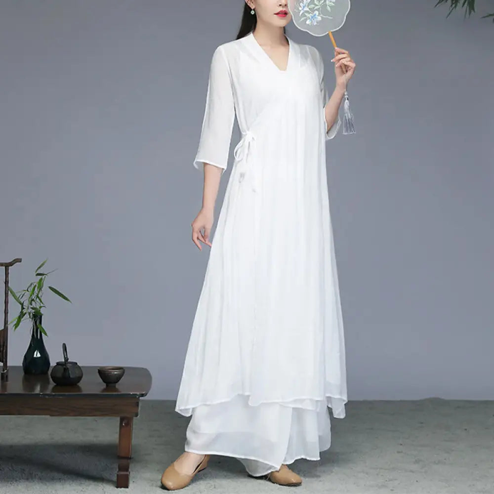 BWOOOH printed wide-leg yoga pants - Hanfu Style Midi Dress Wide Leg Pants Me