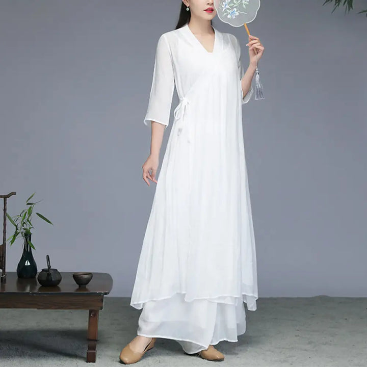 BWOOOH printed wide-leg yoga pants - Hanfu Style Midi Dress Wide Leg Pants Me