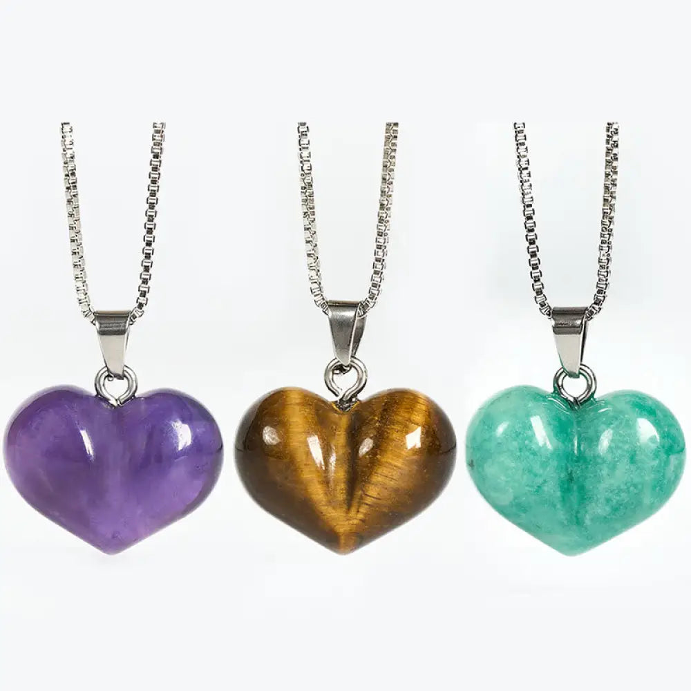 Buddha Stones Heart Design Amethyst Topaz Pink Crystal Opal Tiger Eye White Crystal Red Jasper Amazonite Green