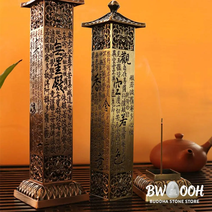 BWOOOH Heart Sutra Alloy Incense Holder Healing Home Decoration Incense Burner - Decorations Incense Burner