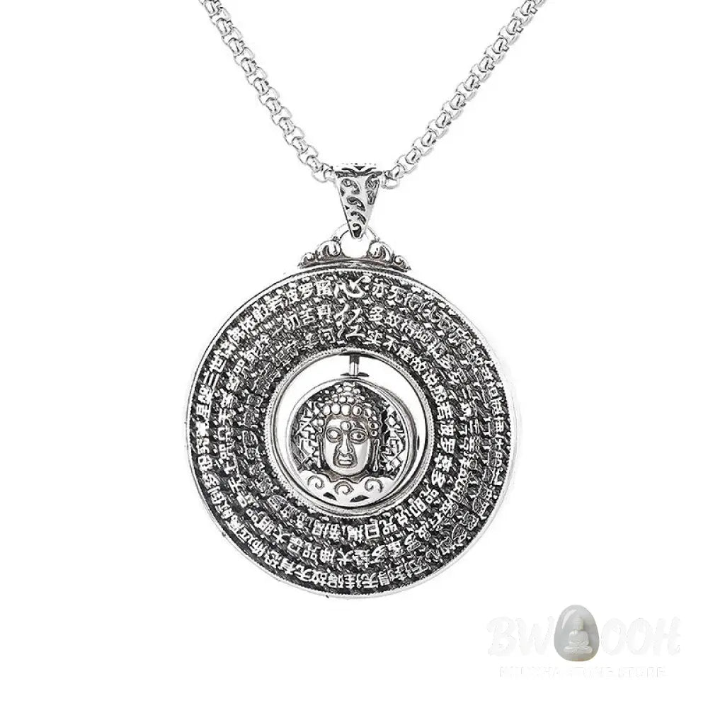 Buddha Stones Heart Sutra Buddha Carved Peace Buckle Design Serenity Rotatable Necklace Pendant - BWOOOH - Buddha Heart
