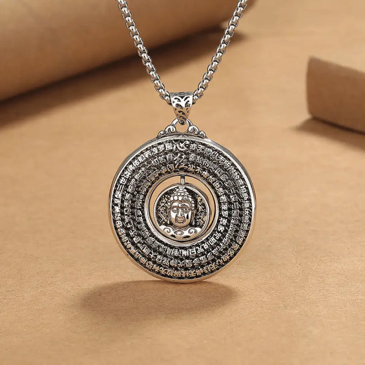 BWOOOH Heart Sutra Buddha carved peace buckle rotatable necklace pendant