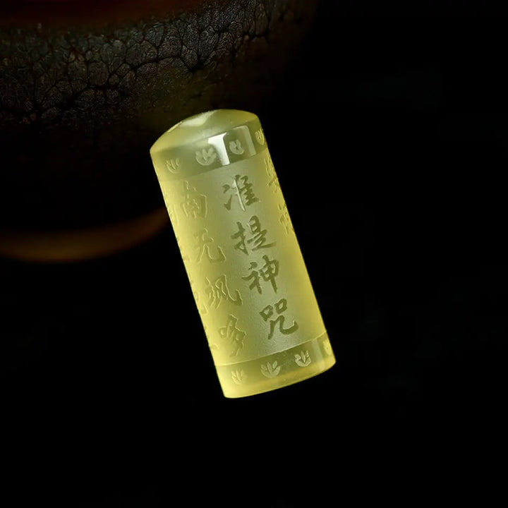 Buddha Stones Heart Sutra Citrine Happiness Strength Necklace Pendant - BWOOOH - Namaḥ saptānāṃ - Necklaces &amp; Pendants