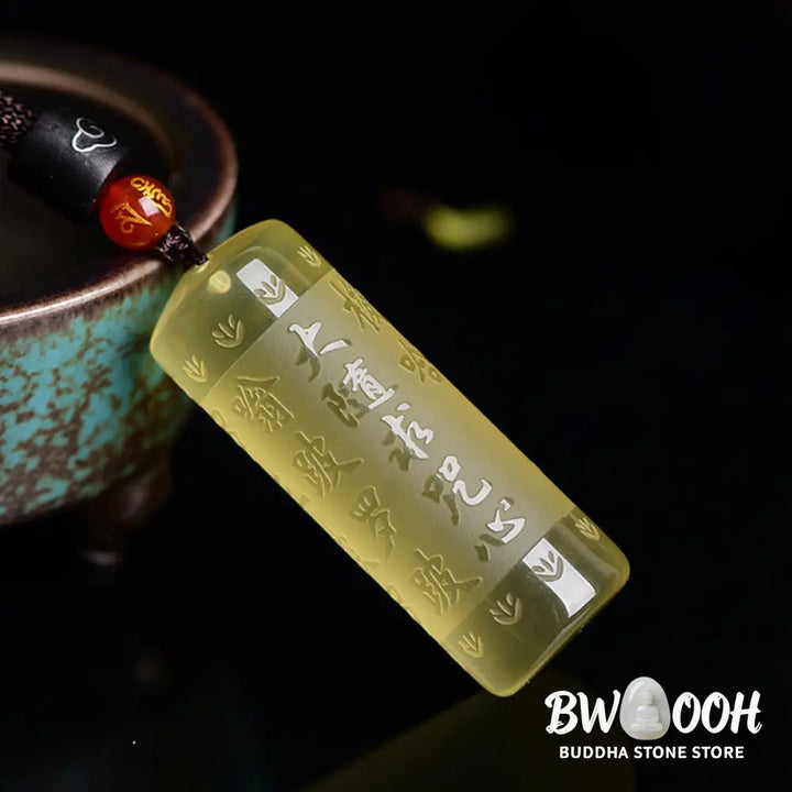Buddha Stones Heart Sutra Citrine Happiness Strength Necklace Pendant - BWOOOH - Necklaces &amp; Pendants