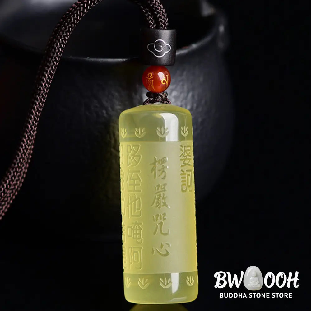 Buddha Stones Heart Sutra Citrine Happiness Strength Necklace Pendant - BWOOOH - Necklaces &amp; Pendants