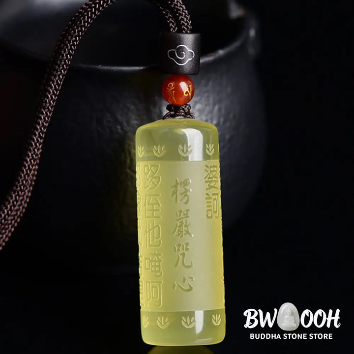 Buddha Stones Heart Sutra Citrine Happiness Strength Necklace Pendant - BWOOOH - Necklaces &amp; Pendants