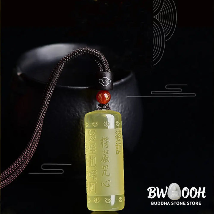 Buddha Stones Heart Sutra Citrine Happiness Strength Necklace Pendant - BWOOOH - Necklaces &amp; Pendants