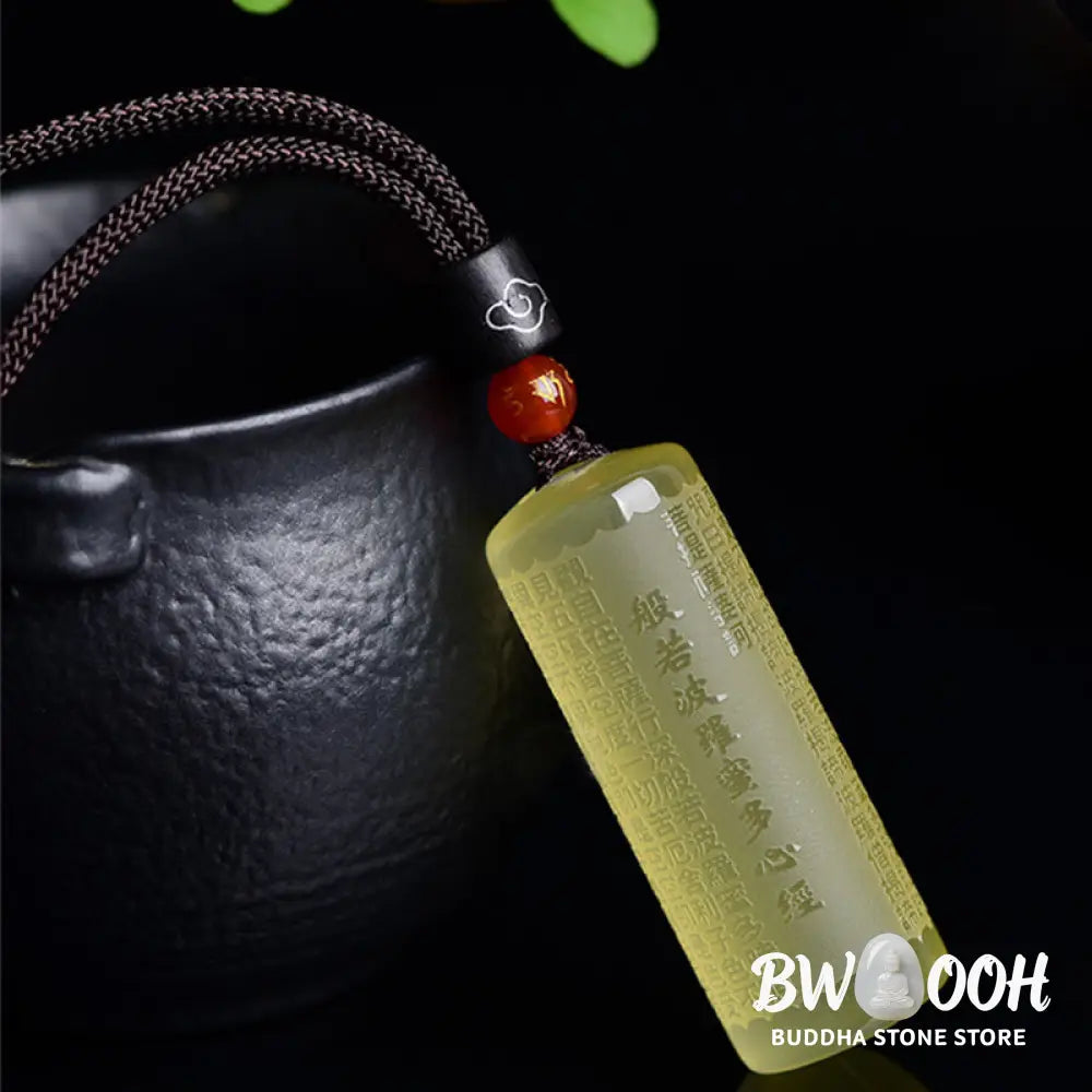 Buddha Stones Heart Sutra Citrine Happiness Strength Necklace Pendant - BWOOOH - Necklaces &amp; Pendants