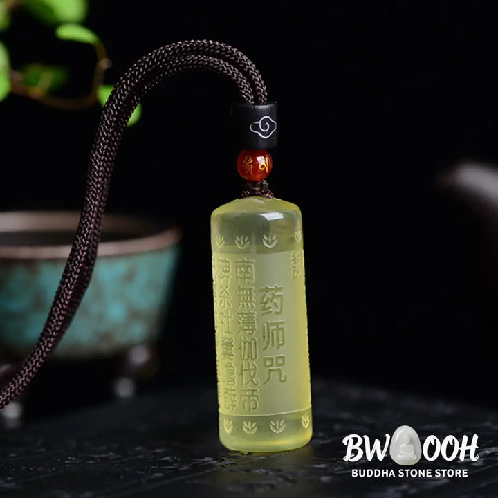 Buddha Stones Heart Sutra Citrine Happiness Strength Necklace Pendant - BWOOOH - Necklaces &amp; Pendants