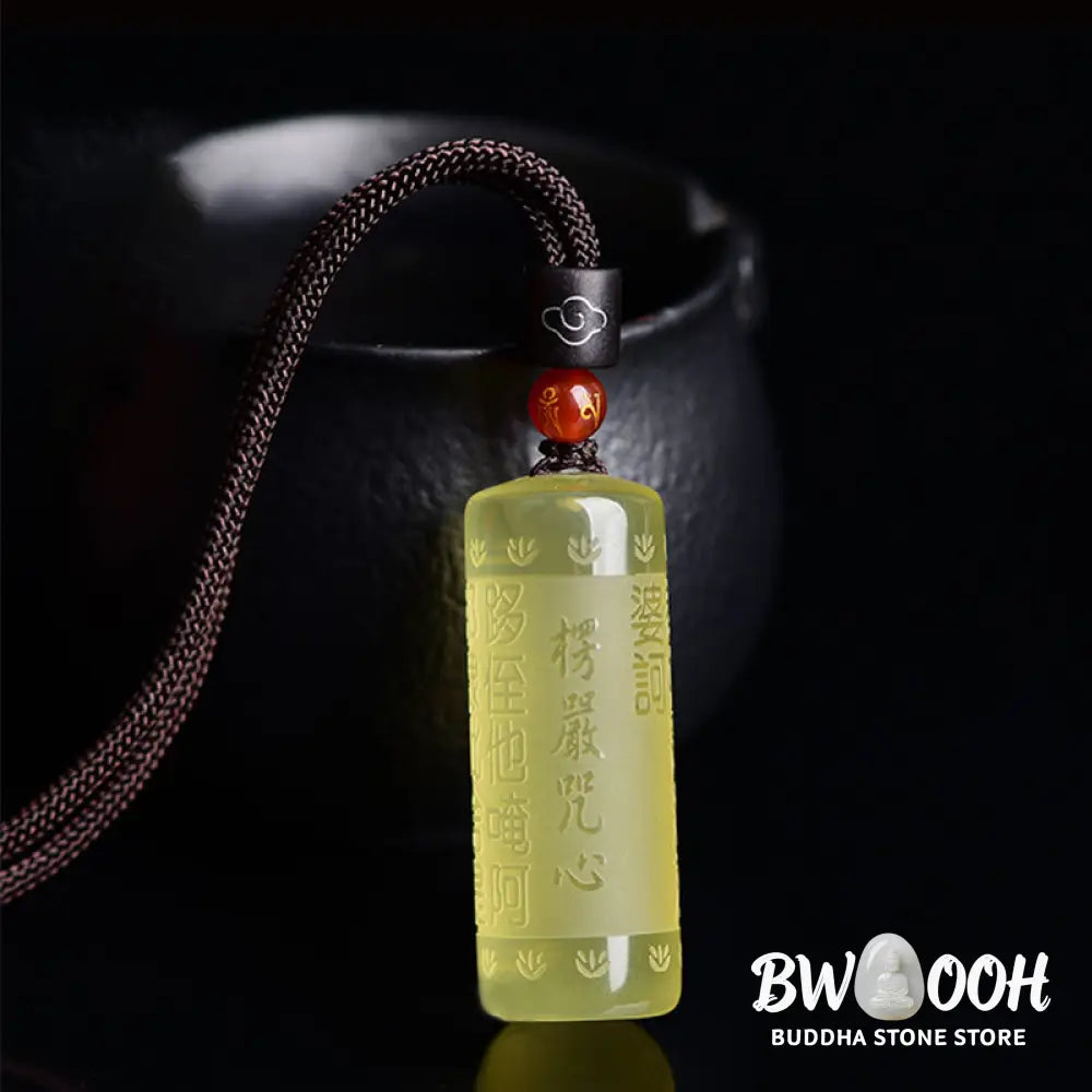 Buddha Stones Heart Sutra Citrine Happiness Strength Necklace Pendant - BWOOOH - Necklaces &amp; Pendants