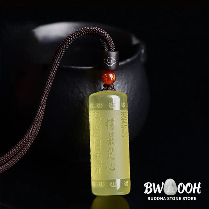 Buddha Stones Heart Sutra Citrine Happiness Strength Necklace Pendant - BWOOOH - Necklaces &amp; Pendants