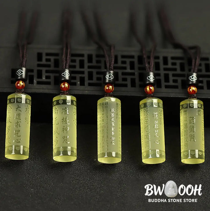 Buddha Stones Heart Sutra Citrine Happiness Strength Necklace Pendant - BWOOOH - Necklaces &amp; Pendants
