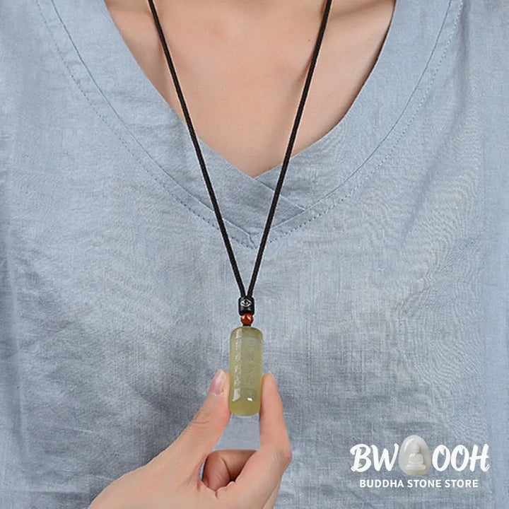 Buddha Stones Heart Sutra Citrine Happiness Strength Necklace Pendant - BWOOOH - Necklaces &amp; Pendants