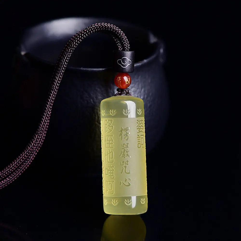 BWOOOH Heart Sutra citrine happiness and strength necklace pendant 45cm solar plexus chakra
