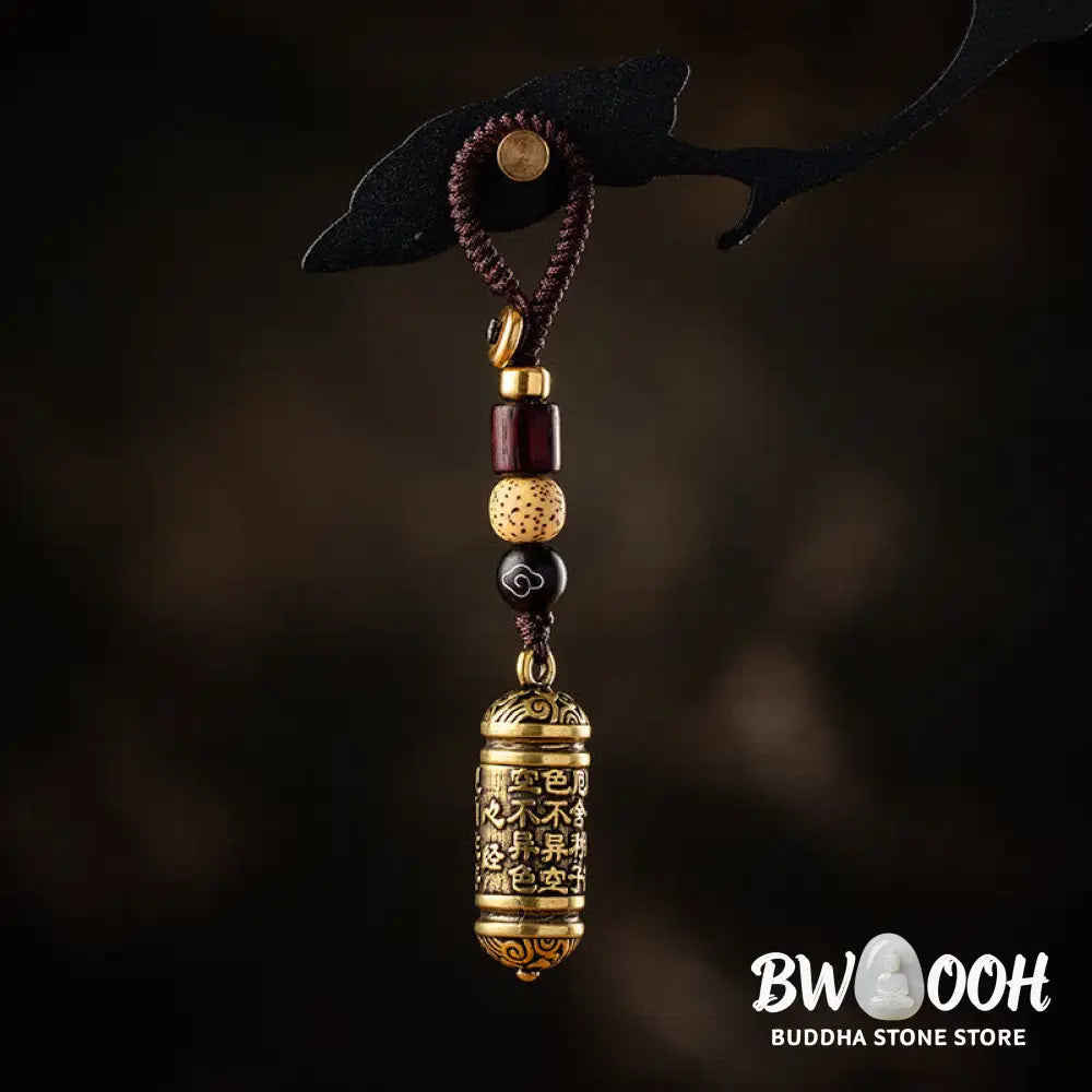 Buddha Stones Heart Sutra Copper Key Chain - Copper - Key Chain