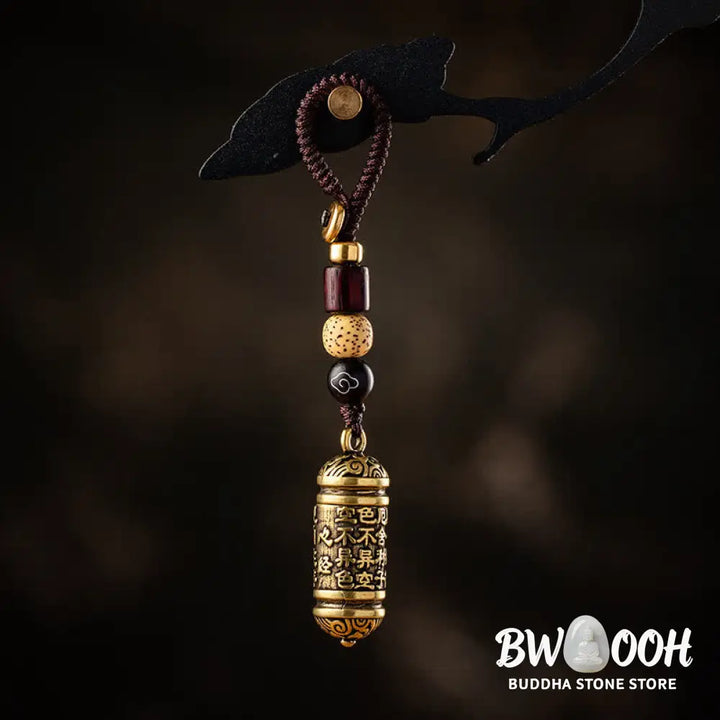 Buddha Stones Heart Sutra Copper Key Chain - Copper - Key Chain