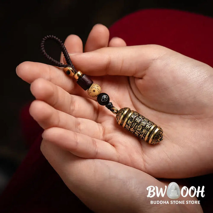 Buddha Stones Heart Sutra Copper Key Chain - Copper - Key Chain