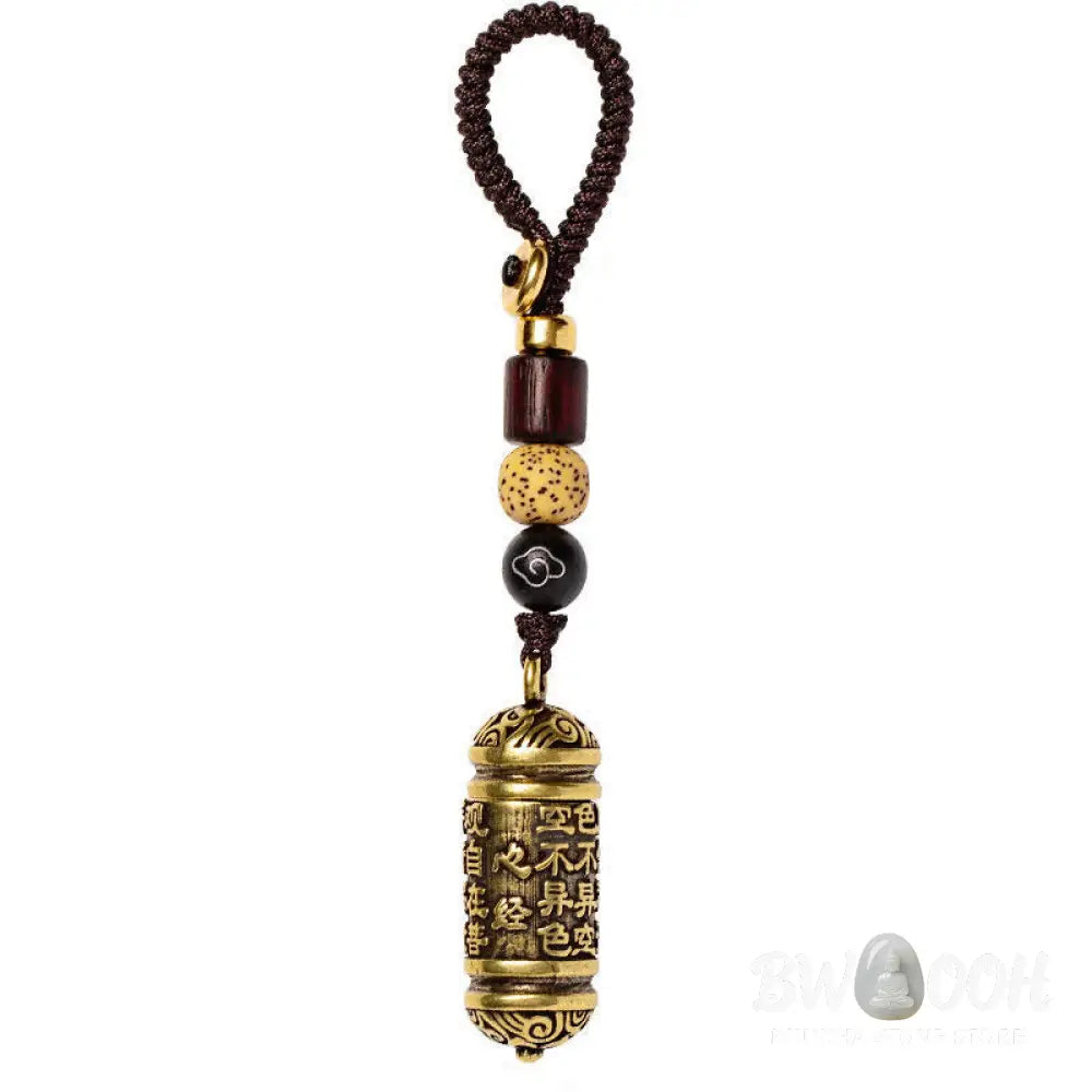 Buddha Stones Heart Sutra Copper Key Chain - Copper - Key Chain