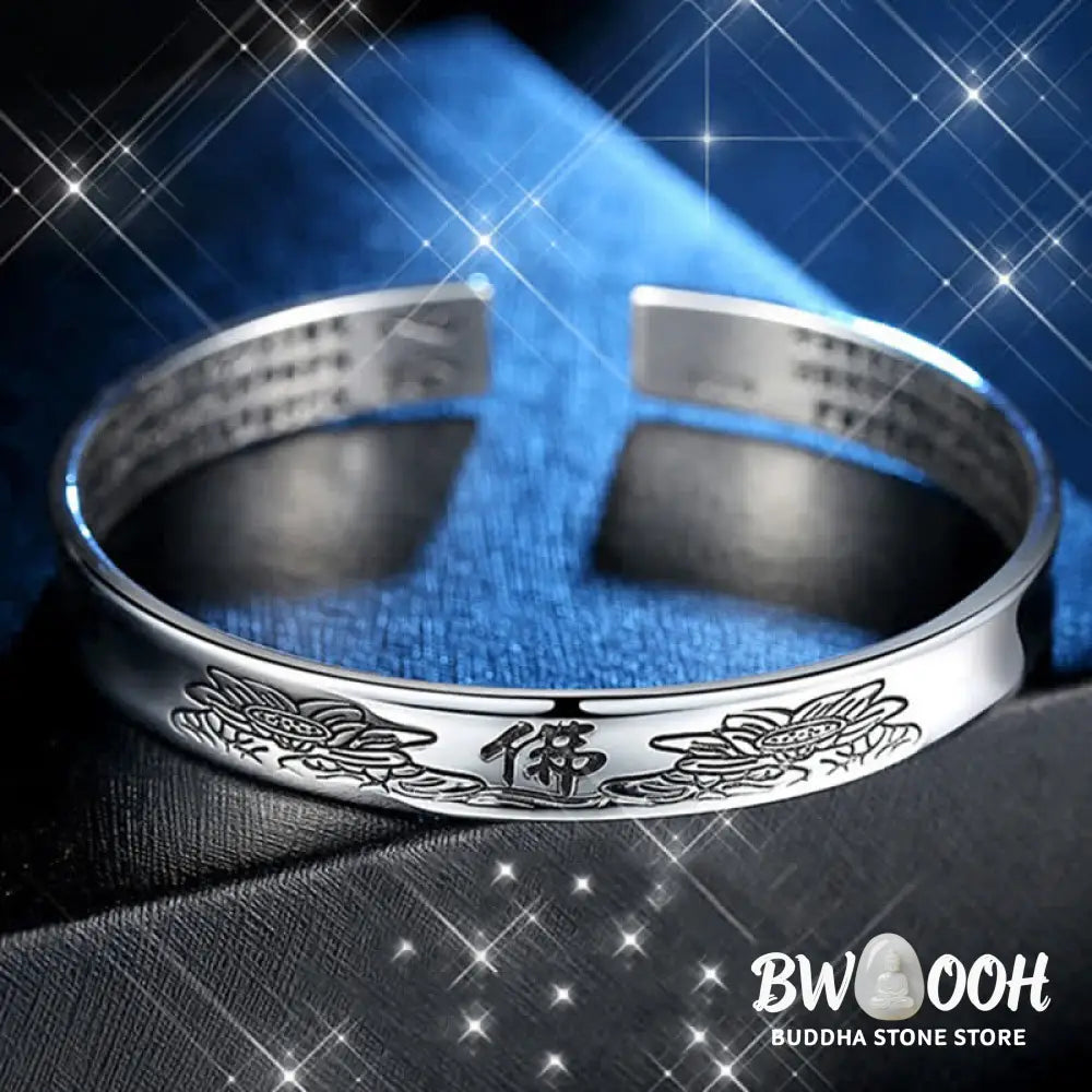 Buddha Stones Heart Sutra Mantra Lotus Peace Copper Cuff Bracelet Bangle - BWOOOH - Lotus(Enlightenment♥New Beginning)