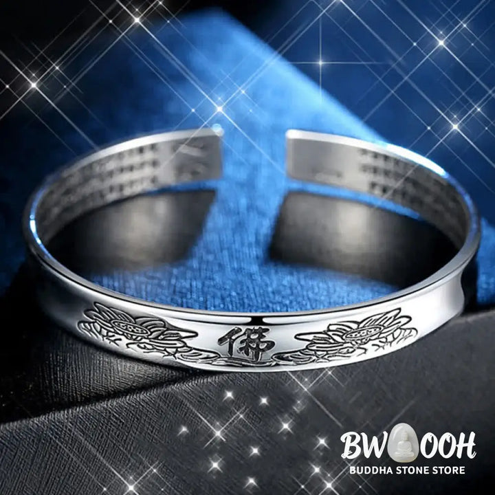 Buddha Stones Heart Sutra Mantra Lotus Peace Copper Cuff Bracelet Bangle - BWOOOH - Lotus(Enlightenment♥New Beginning)