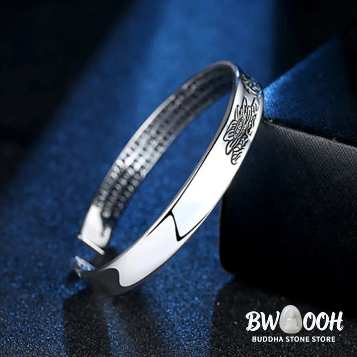 Buddha Stones Heart Sutra Mantra Lotus Peace Copper Cuff Bracelet Bangle - BWOOOH - Lotus(Enlightenment♥New Beginning)