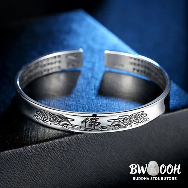 Buddha Stones Heart Sutra Mantra Lotus Peace Copper Cuff Bracelet Bangle - BWOOOH - Lotus(Enlightenment♥New Beginning)