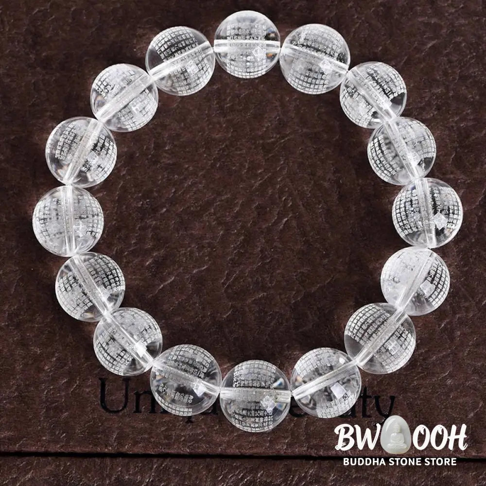 Buddha Stones Heart Sutra Natural White Crystal Protection Bracelet - BWOOOH - White Crystal(Wrist Circumference: