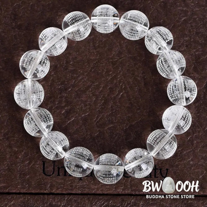 Buddha Stones Heart Sutra Natural White Crystal Protection Bracelet - BWOOOH - White Crystal(Wrist Circumference: