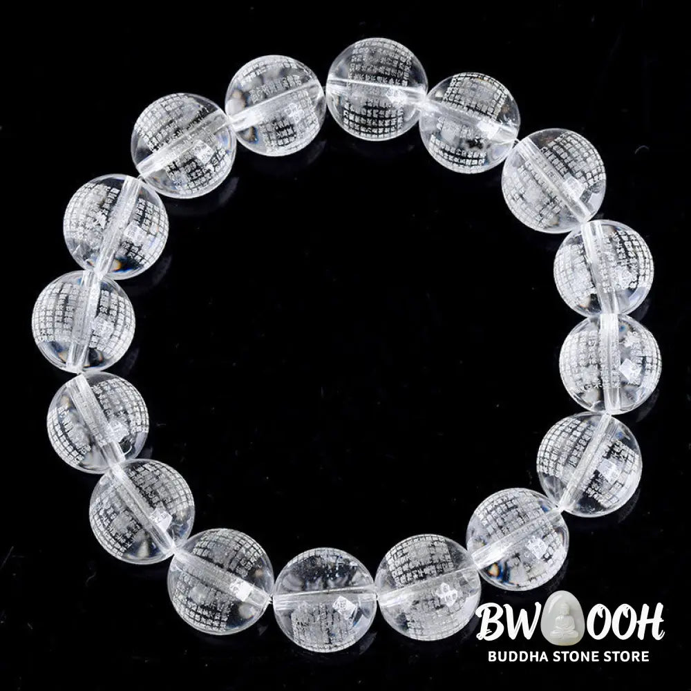 Buddha Stones Heart Sutra Natural White Crystal Protection Bracelet - BWOOOH - White Crystal(Wrist Circumference:
