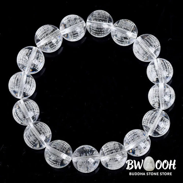 Buddha Stones Heart Sutra Natural White Crystal Protection Bracelet - BWOOOH - White Crystal(Wrist Circumference: