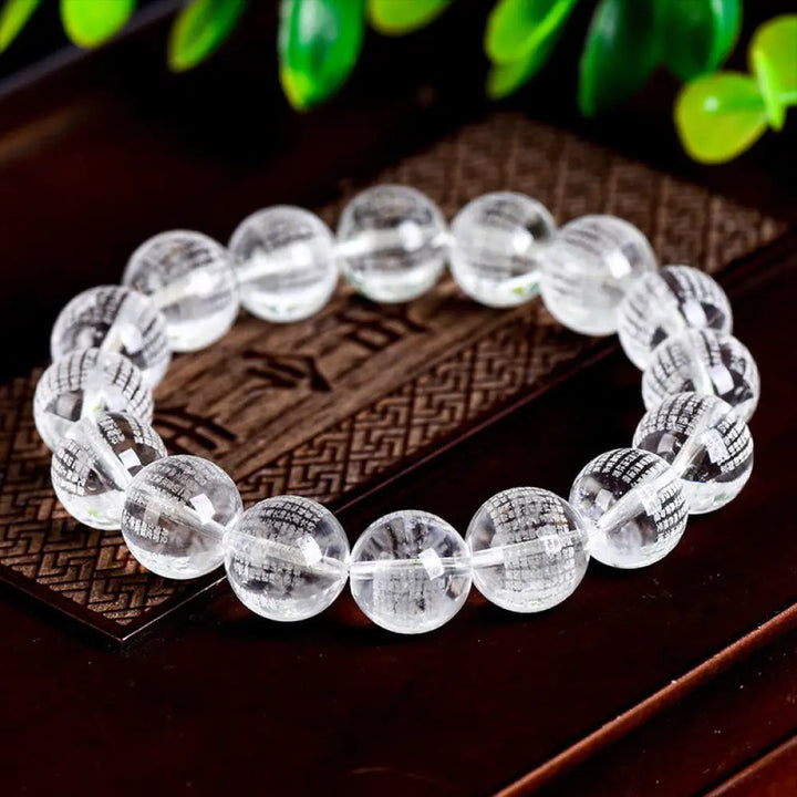BWOOOH Heart Sutra Natural White Crystal Protection Bracelet - BWOOOH - White Crystal(Wrist Circumference: