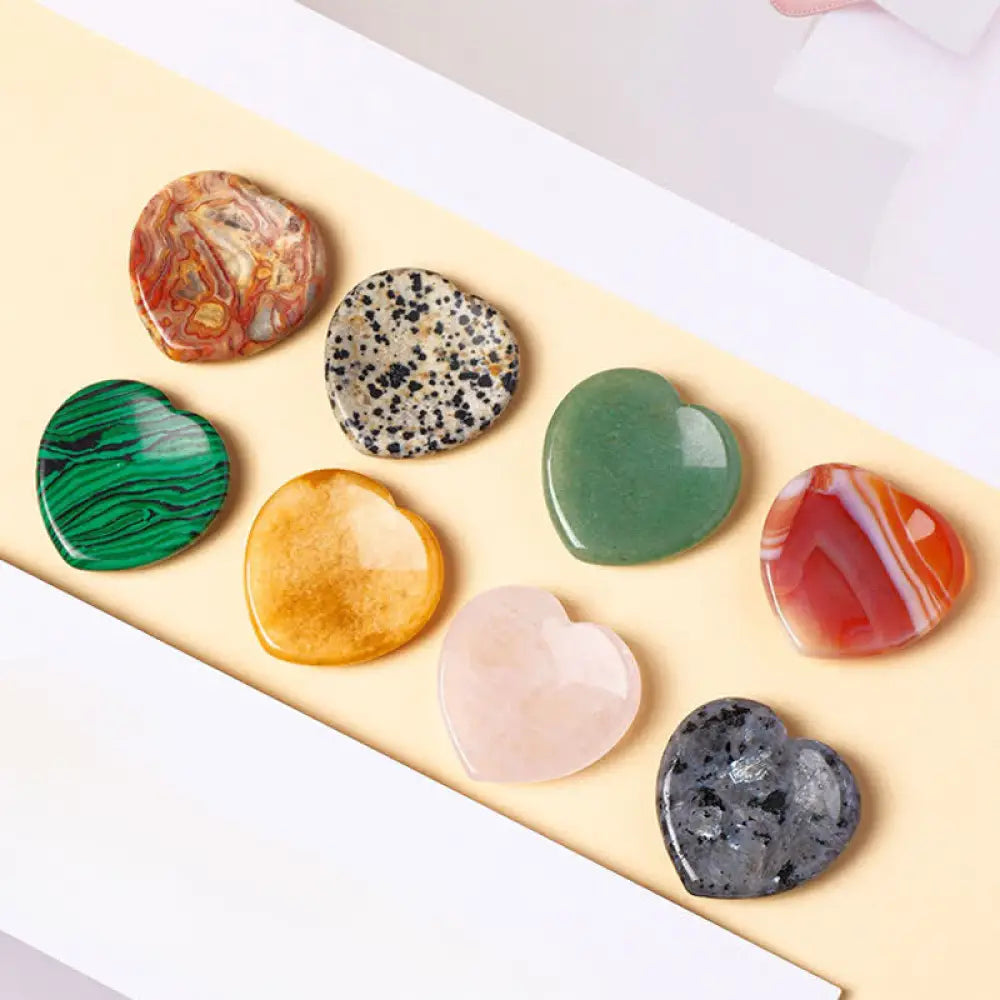 Buddha Stones Heart Worry Stone Opal Rose Quartz Motivation Crystal Decor 4*4*0.7cm - Crystal & Stone Decor