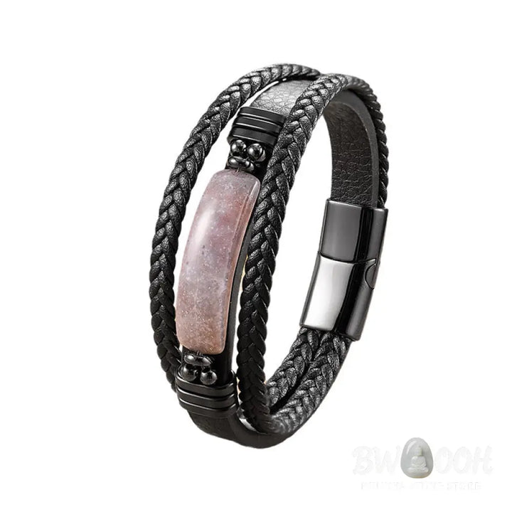 Buddha Stones Hematite Lazurite Lapis Lazuli Black Glitter Stone Pink Crystal Titanium Steel Leather Strengthen