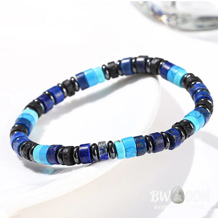 Buddha Stones Hematite Turquoise Lazurite Lava Rock Black Glitter Stone Support Bracelet - BWOOOH - Bracelet