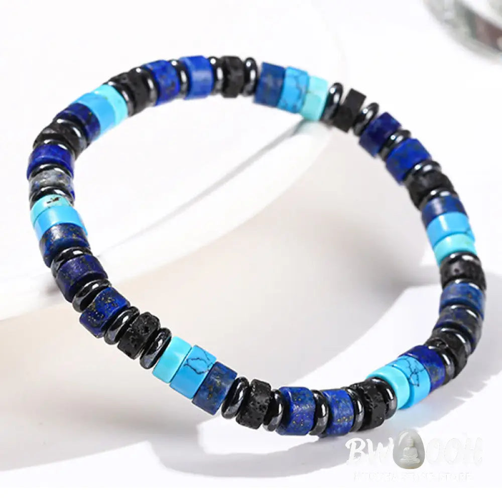 Buddha Stones Hematite Turquoise Lazurite Lava Rock Black Glitter Stone Support Bracelet - BWOOOH - Bracelet