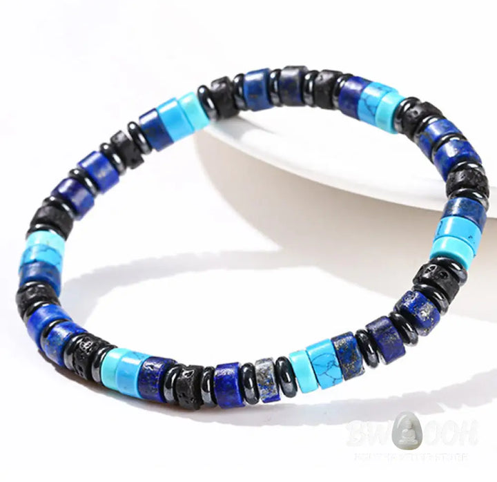 Buddha Stones Hematite Turquoise Lazurite Lava Rock Black Glitter Stone Support Bracelet - BWOOOH - Bracelet