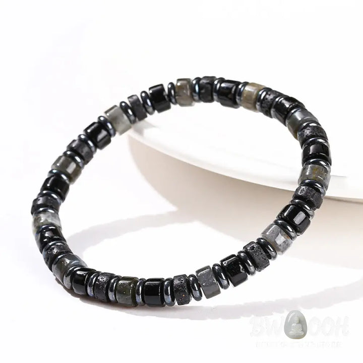 Buddha Stones Hematite Turquoise Lazurite Lava Rock Black Glitter Stone Support Bracelet - BWOOOH - Bracelet