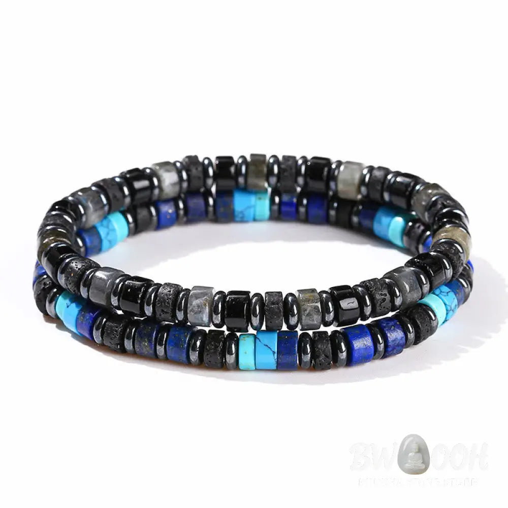 Buddha Stones Hematite Turquoise Lazurite Lava Rock Black Glitter Stone Support Bracelet - BWOOOH - Bracelet