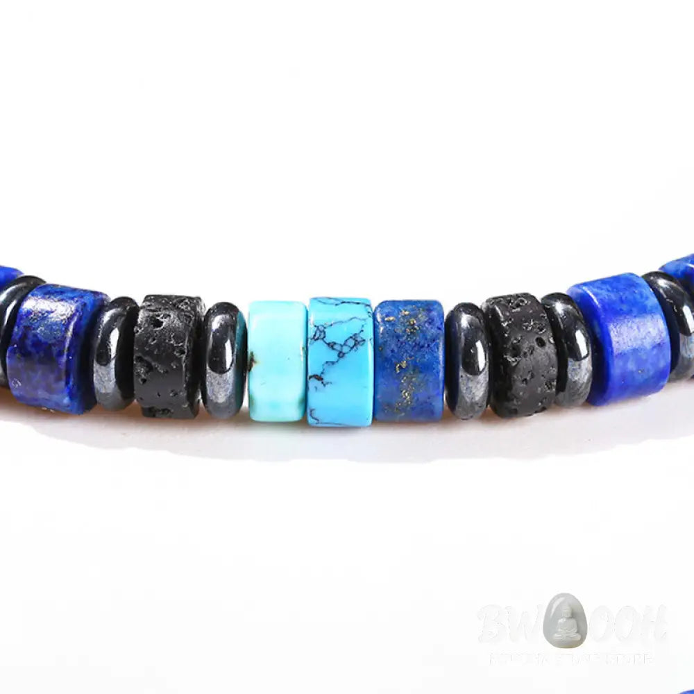 Buddha Stones Hematite Turquoise Lazurite Lava Rock Black Glitter Stone Support Bracelet - BWOOOH - Bracelet