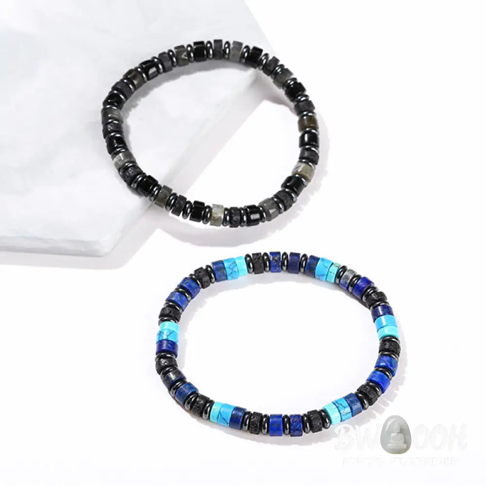 Buddha Stones Hematite Turquoise Lazurite Lava Rock Black Glitter Stone Support Bracelet - BWOOOH - Bracelet