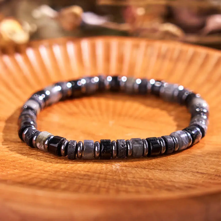 Buddha Stones Hematite Turquoise Lazurite Lava Rock Black Glitter Stone Support Bracelet - BWOOOH - 6mm Lava Rock Black