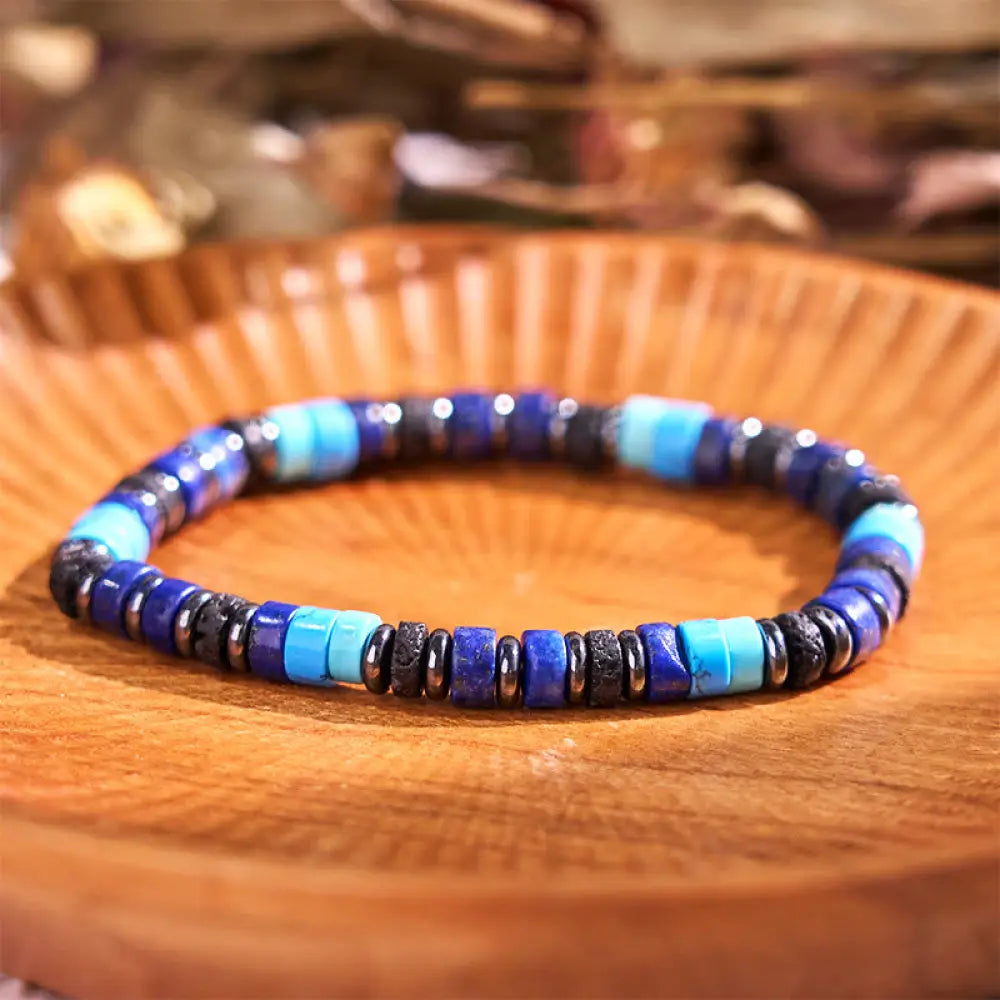 BWOOOH Hematite Turquoise Lazurite Lava Rock Black Glitter Stone Support Bracelet - BWOOOH - 6mm Hematite