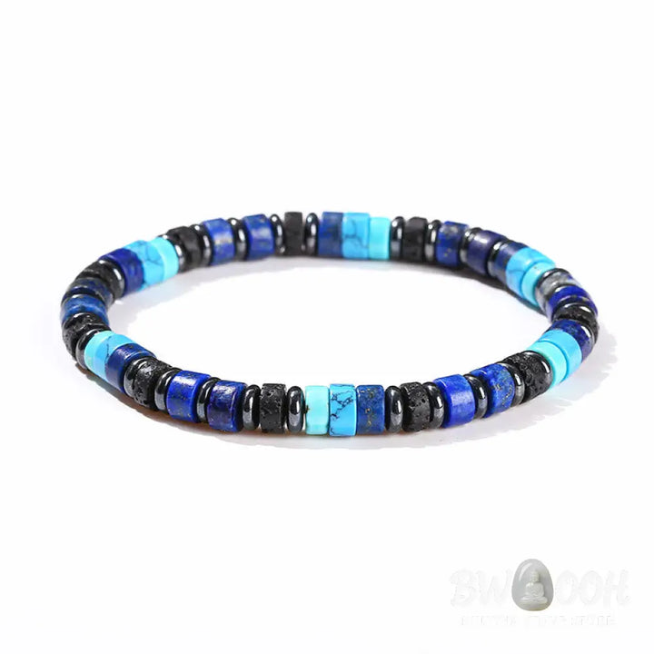 Buddha Stones Hematite Turquoise Lazurite Lava Rock Black Glitter Stone Support Bracelet - BWOOOH - Bracelet
