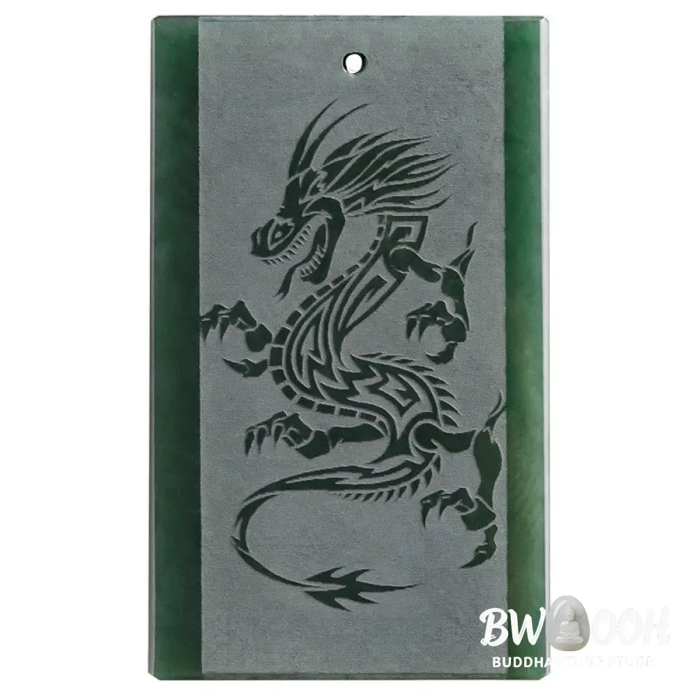 Buddha Stones Hetian Cyan Jade Dragon Engraved Success Necklace Pendant - BWOOOH - Hetian Cyan Jade(Success♥Healing)