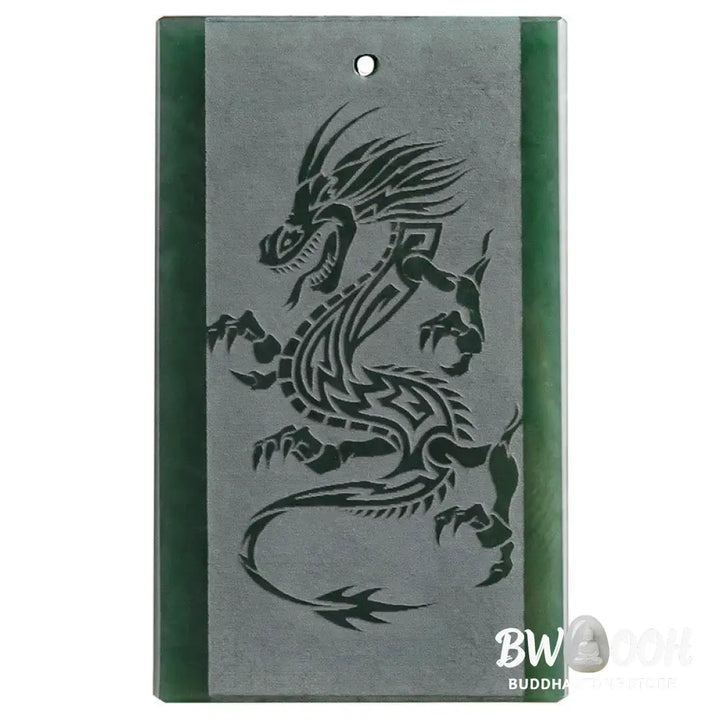 Buddha Stones Hetian Cyan Jade Dragon Engraved Success Necklace Pendant - BWOOOH - Hetian Cyan Jade(Success♥Healing)