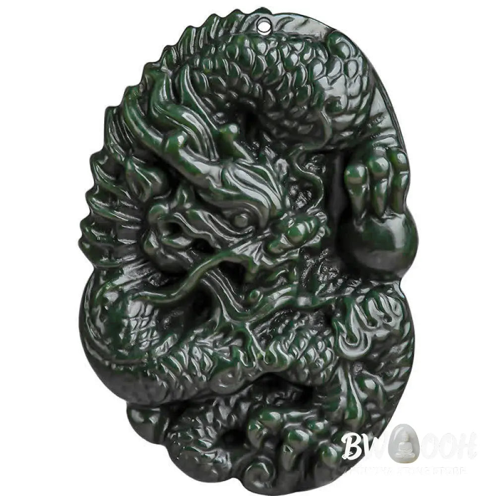 Buddha Stones Hetian Cyan Jade Dragon Success Harmony Necklace Beaded String Pendant - BWOOOH - Hetian Cyan Jade