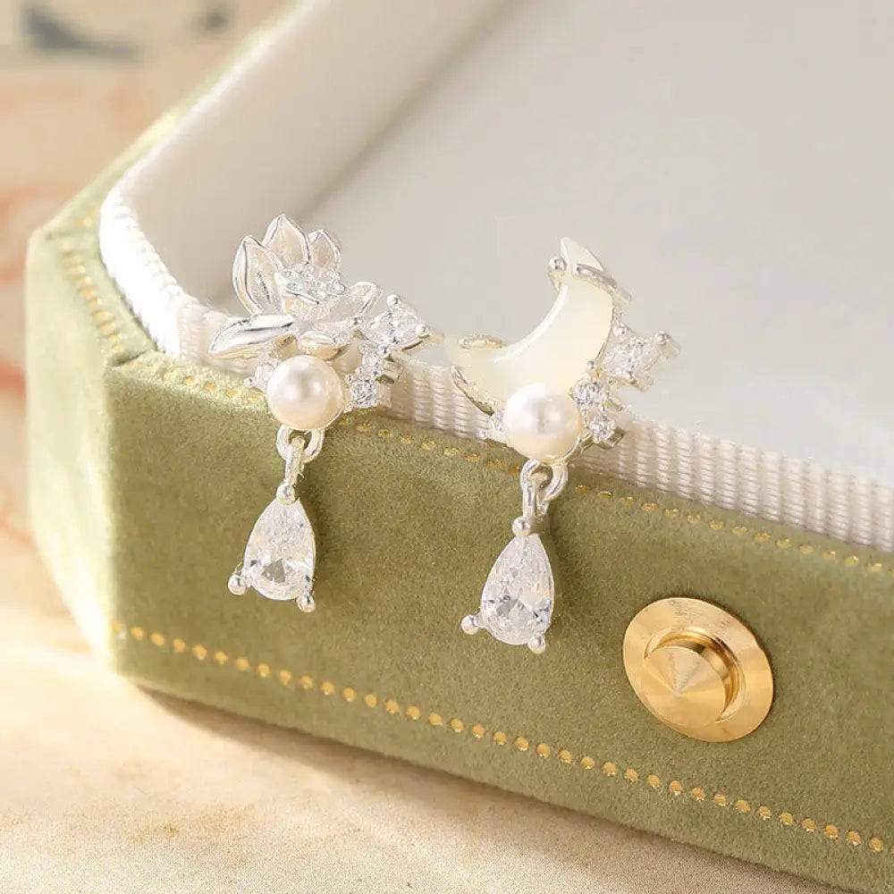 BWOOOH Hetian Jade 925 Sterling Silver Cubic Zirconia Pearl Abundance Earrings — Jade jade bracelet for spiritual healing ...