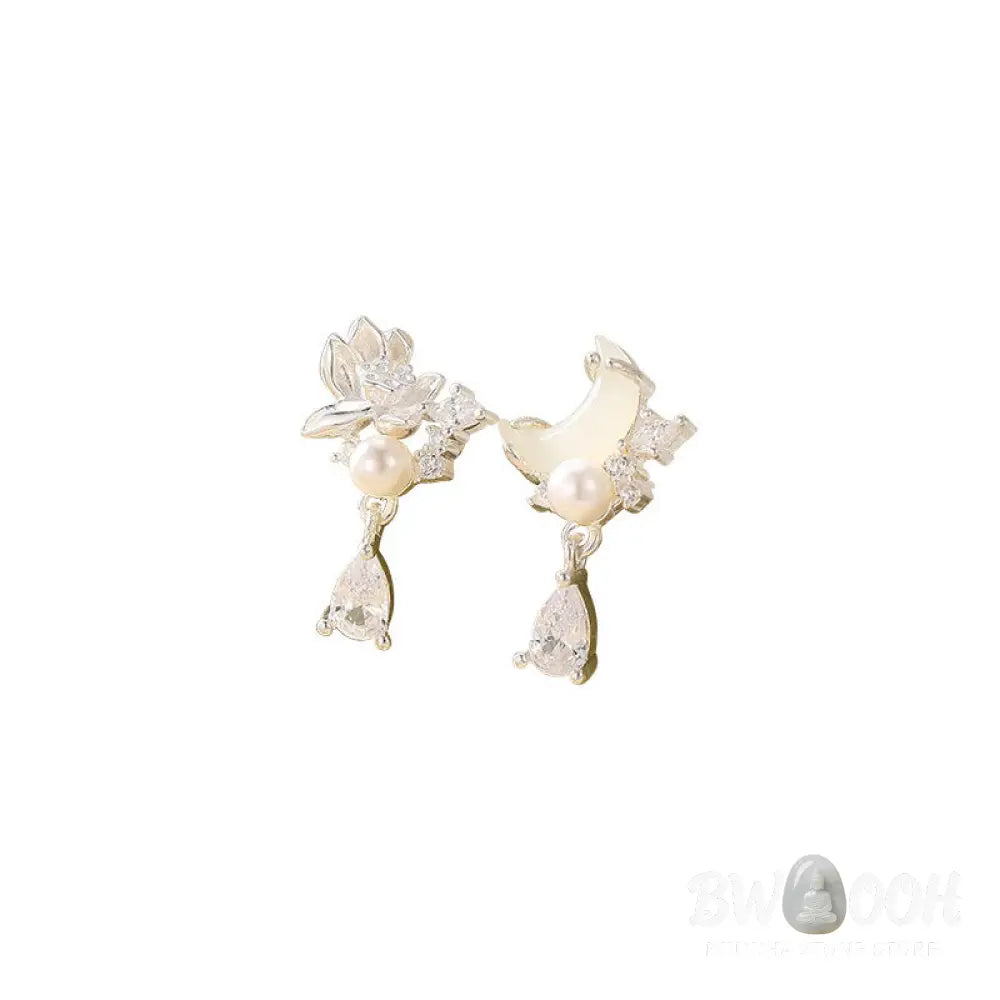 Buddha Stones Hetian Jade 925 Sterling Silver Cubic Zirconia Pearl Abundance Earrings - Hetian Jade 925 Sterling Silver