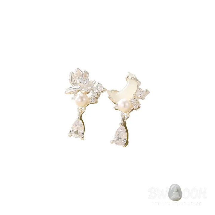 Buddha Stones Hetian Jade 925 Sterling Silver Cubic Zirconia Pearl Abundance Earrings - Hetian Jade 925 Sterling Silver